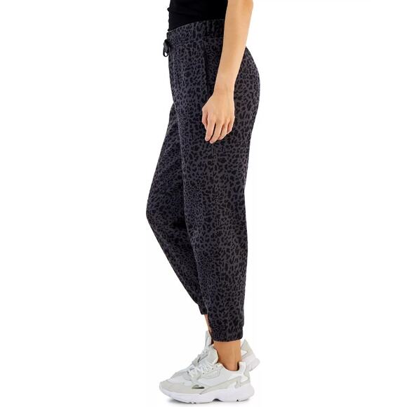 IDEOLOGY Women's Fleece Cheetah-Print Jogger Pants XXL Black Drawstring NWT - Picture 3 of 12